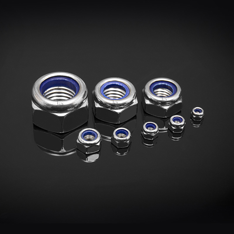 DIN 985 rostfritt stål rådande vridmoment typ sexkantiga tunna muttrar med icke-metallisk insats